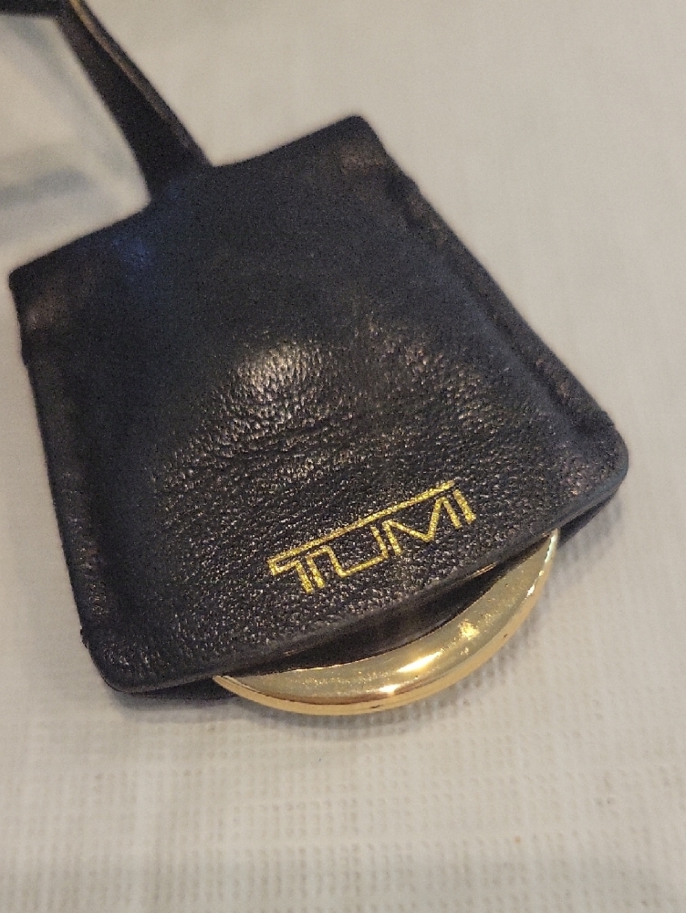 Tumi Black Crossbody Bag with Gold Hardware and Luggage Tag - Picture 2 of 2